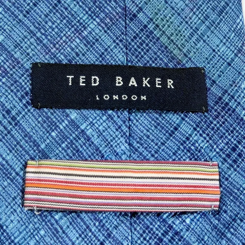 Ted Baker London Silk‎ Tie Blue on Blue Plaid Hand Tailored USA Preppy Academia